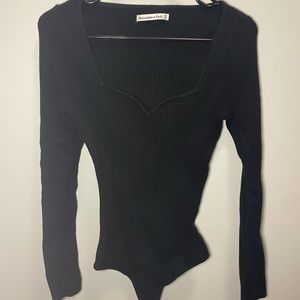 Abercrombie Black Knit Sweetheart-Neck Bodysuit